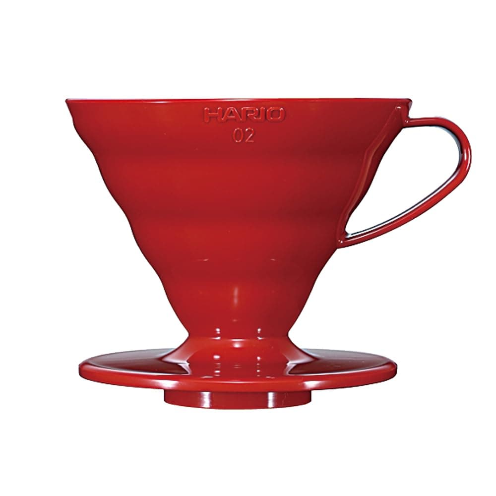 Hario V60 Plastic Coffee Dripper | V-Shaped Cone Coffee Dripper With Heat Retention, Red, Size 02