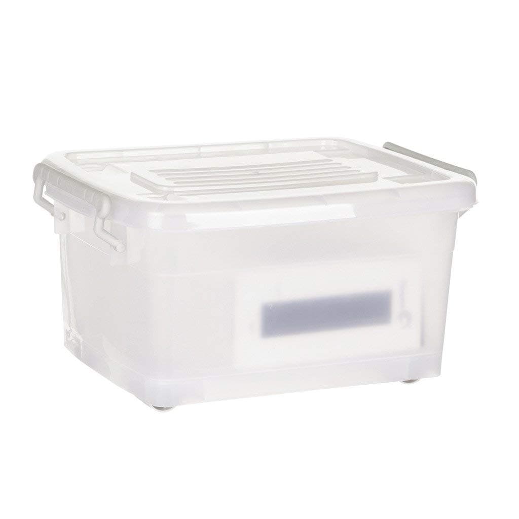 NOW & ZEN 15 Litre Large Plastic Multipurpose Stackable Storage Box with Lid, Handles, & Wheels | Dimensions: (LxWxH): (40 x 30 x 21) CM, Semi-Transparent