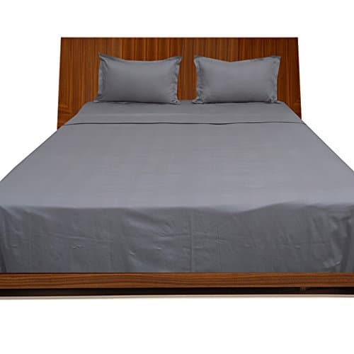 Twin PrasadCollections 400TC 100% Egyptian Cotton Silver Grey Solid Elegant Finish 4PCs Sheet Set Solid (Pocket Size: 27 inches)