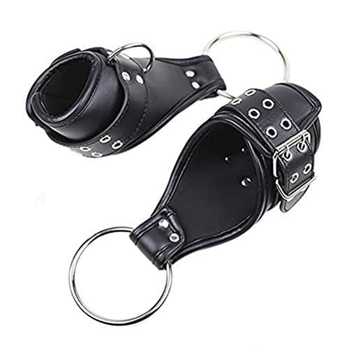 Soft Fur Leather Adjustable Wrist Cuffs with Suspension Ring