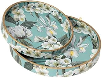 Set of 2 MDF Wood Trays Enamel Coated| Round Trays Set of 2 | Serving Trays | Wooden Tray | Kitchen&Dining Decorative | Resin Tray | Handmade | 7x7 & 9x9 inches