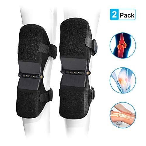 Power Knee Braces Joint Support, 2020 Updated Powerknee Stabilizer Pads, Protective Gear Booster with 4 Powerful Springs for Men/Women weak Legs, Arthritis, Meniscus Tear Pain, Fitness, Sports (Black)