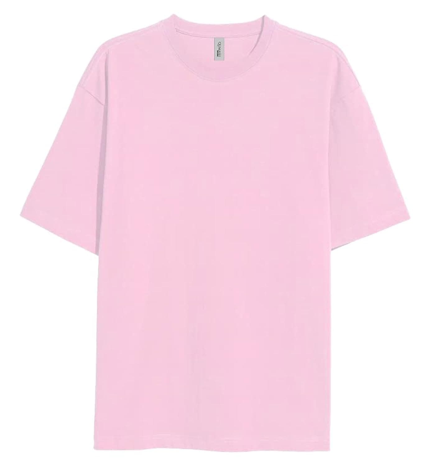 GenericQumash Milano Oversize Plain Round Neck Tshirt, Thick Neck Rib, 100% Cotton Jersey Color: White, Size: Small