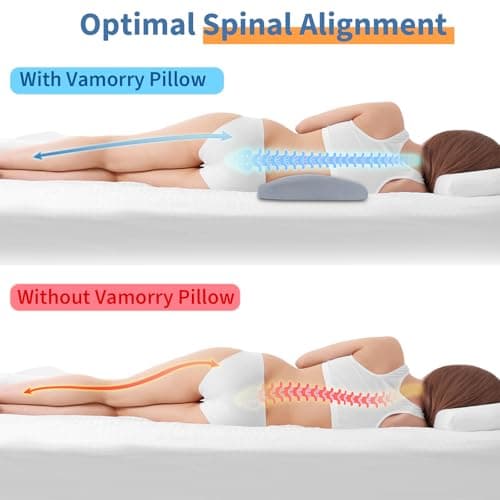 Cooling Lumbar Support Pillow for Bed Relief Lower Back Pain: Memory Foam Back Pillow for Sleeping - Gel Waist Wedge Pillow Side&Back and Stomach Sleepers - Lumbar Pillow for Office Chair/Couch/Car