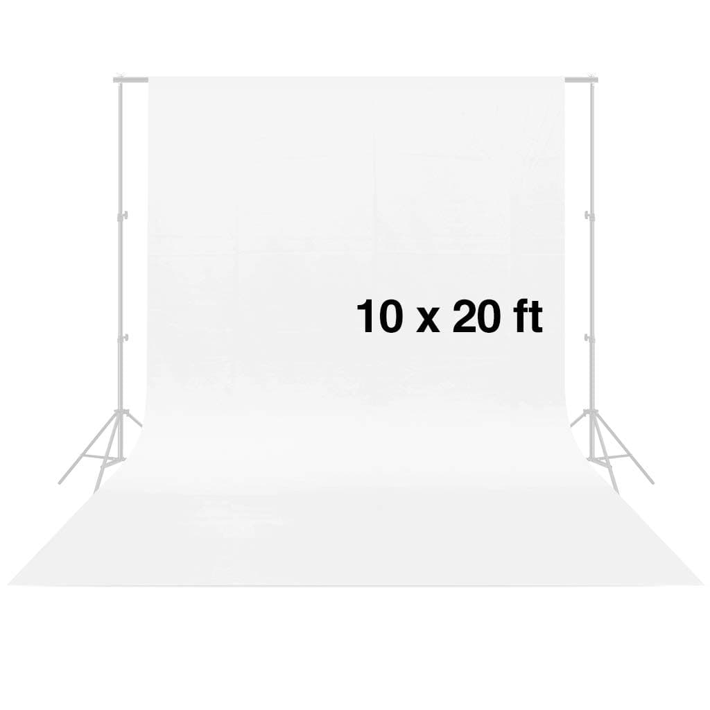 CRAPHY Photo Studio Backdrop 10 x 20FT / 3 x 6M Silk Cotton Cloth Collapsible Background Lightweight Seamless Sheet for Professional Photography- White