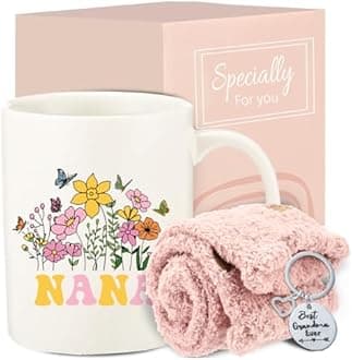 fcaylo Nana Gifts for Grandma, Grandma Christmas Gifts for Women, Thanksgiving Gifts Ideas for Granny Mimi, Gigi Presents Coffee Mug Set with Keychain Socks