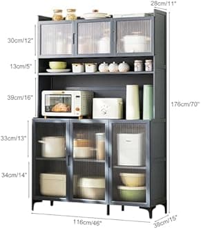 Cxlly 5 Tiers Storage Cabinet for Kitchen,Kitchen Bakers Rack, Microwave Cart with Storage,Kitchen Bakers Rack with Storage,Bamboo Storage Shelves (Size : 116cm/46in)