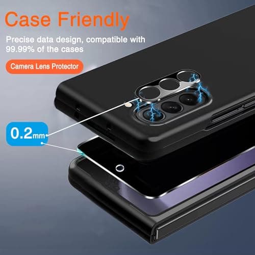 Ferilinso 2 Pack Privacy Screen Protector for Samsung Galaxy Z Fold 6 [Phone Case Friendly], Inside Anti-Spy Film with 2 Pack Front Tempered Glass + 2 Pack Camera Lens Protector Accessories