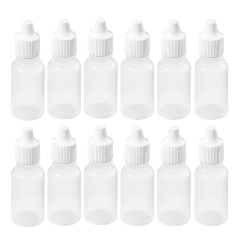 12PCS 50ML 1.7oz Clear Empty Refillable Plastic Squeezable Eye Drop Dropper Bottle Liquid Medicine Container With Screw Cap Essential Oil Container Bottles