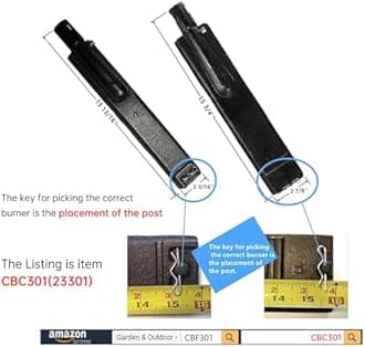 Hongso 15 3/4 inches Cast Iron Burner Gas Grill Replacement for Barbeques Galore (Turbo) 4-burner, Aussie, Bakers and Chefs, Charbroil, Nexgrill, Sam's, Sterling Forge Model Grills CBC301 4-Pk