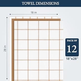 LANE LINEN Kitchen Towels & Dishcloths Set of 12-100% Cotton, Quick-Drying 18” x 28” Absorbent Dish & Tea Towels, Soft Hand Towels for Kitchen - Beige