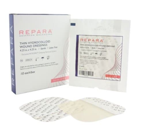 REPARA Thin Hydrocolloid Wound Dressing 4.25" x 4.25" (Box of 10), # 878