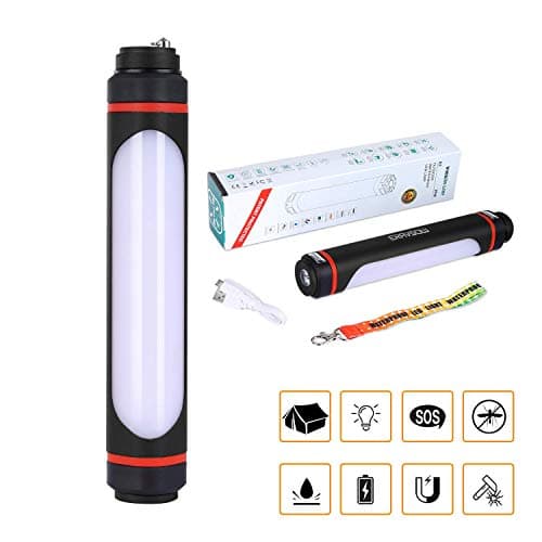 ERAVSOW Portable Camping Lantern Flashlight,Waterproof USB Rechargeable LED Light,Hanging Outdoor Multifunctional Magnetic Lamp with Power Bank,SOS Emergency Flash,Mosquito Repellent(Black)