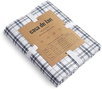 Dobby Check Tablecloth. Mitered Stitching 100% Ring Spun Cotton Tablecloth in Size (60x120 inches). Rectangle/Oblong Color - Dark Grey