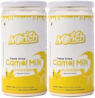 Monch Camel Milk Powder - Camel Milk Powder For Height Growth - Freeze Dried, Banana Flavoured (200g, 100gx2)