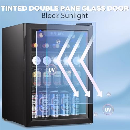 - 26 Bottle Wine Cooler, 95 Cans Beverage Refrigerator, 2.6 cu.ft Drink Fridge Digital Temperature Control for Beer, Soda,Water, Drink Cooler for Home Office Bar