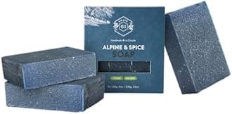 Crate 61 Alpine & Spice Soap 3 pack, 100% Vegan Cold Process, scented with premium essential oils, for men and women, face and body. ISO 9001 certified manufacturer