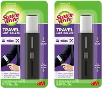 Scotch-Brite Mini Travel Lint Roller, Works Great On Pet Hair, Single Roller, 30 Sheets (Pack of 2)