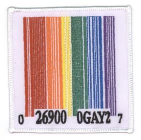 Novelty Iron On Patch - Gay Pride Rainbow UPC Barcode Applique