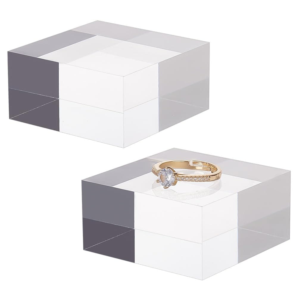 1" H X 2" W X 2" D Clear Acrylic Cube 2 Pack Square Polished Acrylic Display Blocks Polished Edge Clear Acrylic Square Display Base for Display Stands