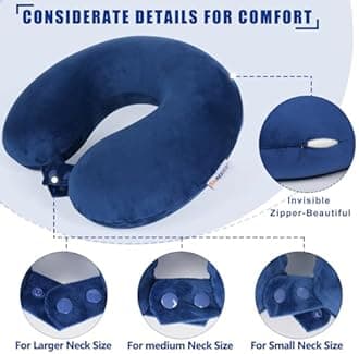 Ultra Comfortable Travel Pillow with Memory Foam and Soft Cover, Plus Travel Accessories: Sleep Mask, EarPlug, and Carry Bag