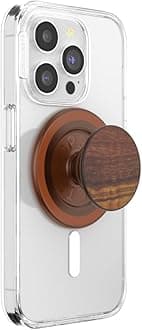 PopSockets: PopGrip Round for MagSafe - MagSafe Adapter Ring Included - Stand and Grip for Mobile Phones and Cases with Interchangeable Top - Olive Wood