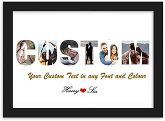 One Pinch Custom Name Picture Collage, Personalized Text Photo, Custom Letter, Your text photo, Photo Collage Gift, Word Art (16x20)