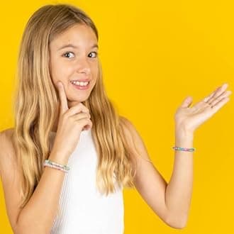 Funtopia Glass Beads Bracelet Making Kit, 1396pcs 6mm Crackle Glass Beads for Jewelry Making, 34 Colors Round Crystal Beads for Bracelets DIY Crafts with Spacer Beads and Charms