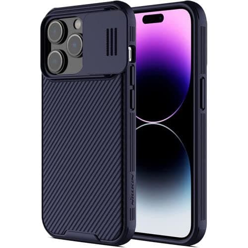 Nillkin for iPhone 14 6.1 Case with Slide Camera Cover, [Full Around Protection], [Anti-Fingerprint], [Carbon Fiber Texture Anti-Scratch], Slim Shockproof Protective Case 6.1", Deep Purple