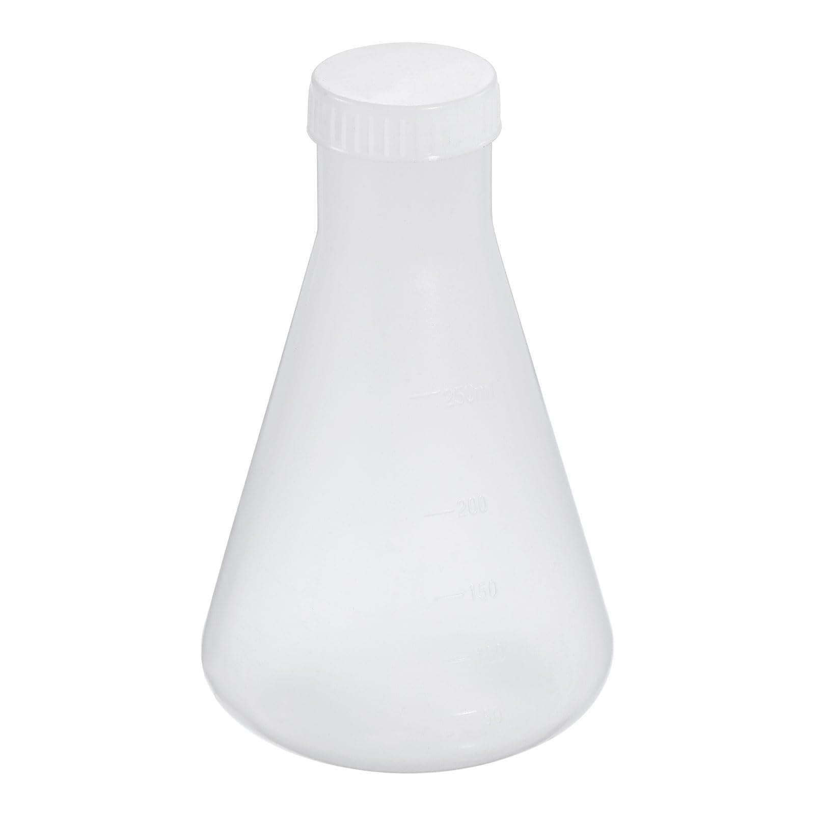 PATIKIL 250ml Plastic Erlenmeyer Flask with Screw Caps, 1 Pack Narrow Mouth Conical Flask for Laboratory, Clear