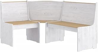 vidaXL Solid Wood Pine Corner Bench in Honey Brown and White - Versatile Seating for Living/Dining Room with Backrest, Configurable Long Bench