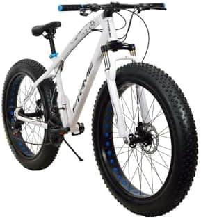 Sunspeed Unisex Mountain Bike | 21-Speed Gear with Double Disc Brakes, Dual Suspension, Fat Magnesium Tires, Carbon Steel Frame | 26-Inch White