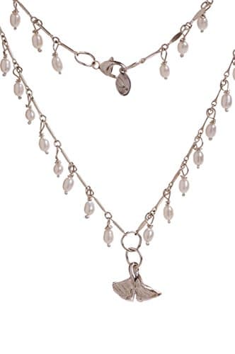 Ginkgo leaf rice oval pearl necklace