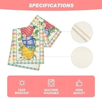 Artoid Mode Buffalo Plaid Daisy Egg Easter Table Runner, Seasonal Kitchen Dining Table Decoration for Indoor Home Party 13x36 Inch