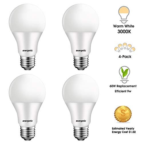 LED Light Bulbs 60 Watt Equivalent, A19 Warm White 3000K, E26 Base 750LM Non-Dimmable UL Listed, 4 Pack
