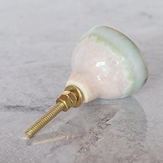 Ceramic Crackled Concave Gold Crater Cupboard Door Knobs (Green & Gold)