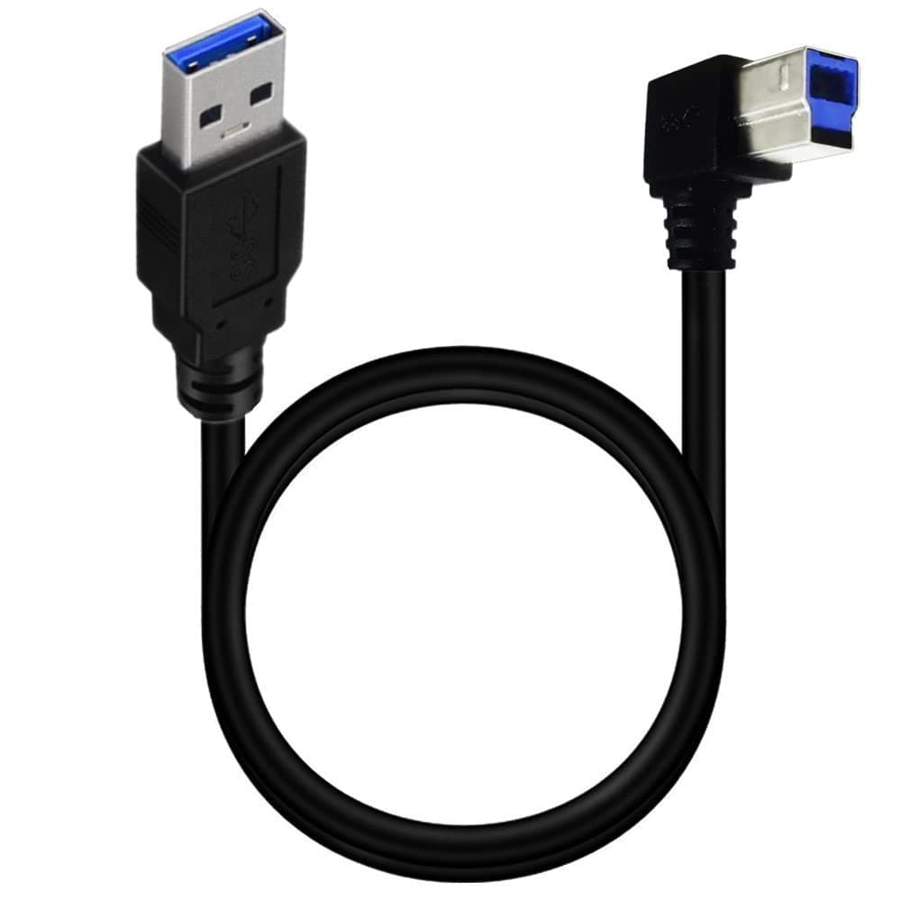 USB 3.0 Printer Cable, USB 3.0 Type A Male to Type B Male Plug 90 Degree High Speed Printer,Monitor,External Hard Drivers,Scanner - 50cm/1.5Ft (3.0 A to B Down Angle)