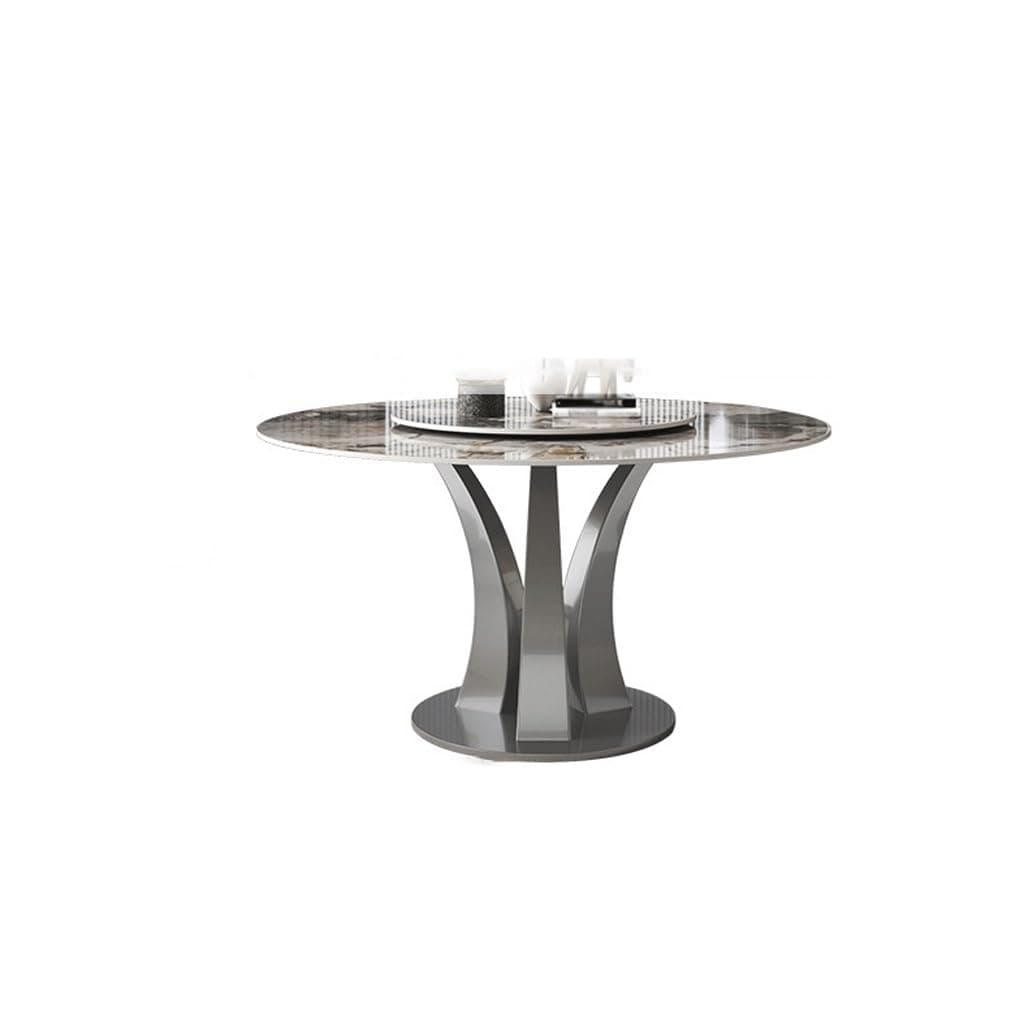 LUZZILEMesa De Jantar Bright Slate Dining Table Simple Home Small Apartment Living Room Round Dining Table With Turntable Party Table Diner Table(M:130 * 75cm)