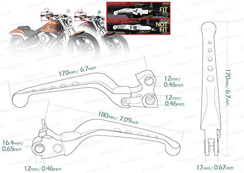 KiWAV Edge Cut Ergonomic Hand Control Levers Chrome compatible for Harley 96-07 Dyna Sportster Touring