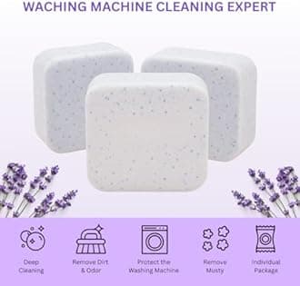 48 Pcs (21g Each, 1kg Pack) Lavender-scented Washing Machine Deep Cleaner Descaler Tablets for All Front and Top Load Machines, with Descaling and Stain-Removing Power