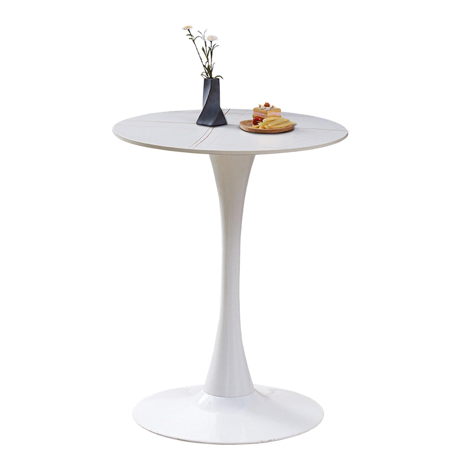 AUTOFigure Round Bar Table, Counter Bistro Pub Tables with Fixed Tabletop and Stable Base, Circular Dining Table for Home, Office and Kitchen-Matte platinum rock slab||Diameter 80cm