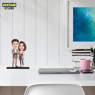 Wood Personalized Gift for Wife Husband Girlfriend Boyfriend Caricature Rectangular Photo Frame Tabletop Unique Design Customized Gift (Couple 9) (MULTICOLOR 10 INCHES)