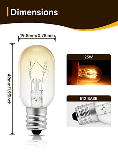 UNILAMP Salt Lamp Bulbs, Dimmable Brightness Light Bulbs, 25 Watt E12 Small Base, Himalayan Salt Lamp Light Bulb Replacement, Household Salt Lamps for Plug in Wax Diffuser (15 Pack)