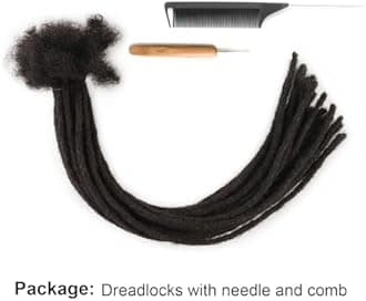 WacanDan 0.2cm Thickness 100% Human Hair Dreadlock Extensions for Men/Women 10 Inch 100 Strands Full Handmade Can be Dyed and Bleached Permanent Loc Extensions Human Hair Natural Black