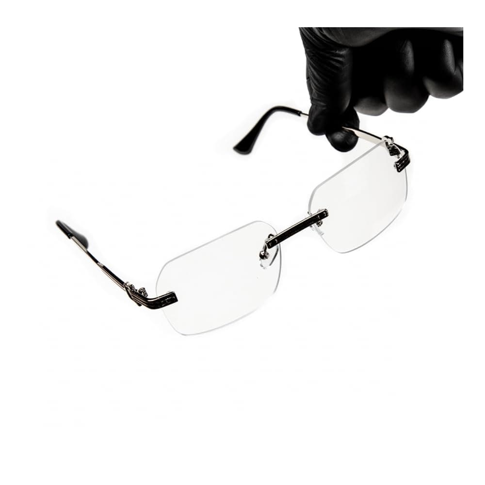 Men's Women's Silver Wire Metal Frame Rectangular Clear Tint Rimless Glasses Luxury Designer Unisex Hip Hop Fashion Retro Square Frameless Clear Lens Eye Glasses For Men