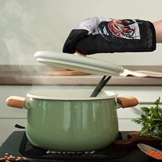 Bencailor 6 Pcs Winter Kitchen Decor Pot Holders and Oven Mitts Stes Winter Kitchen Towel 2 Farmhouse Cooking Mittens for Cooking Grilling Supply Accessories(Black, Gray,Rooster)