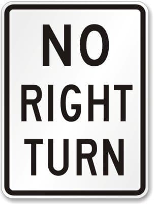 No Right Turn Sign, 18" x 12"