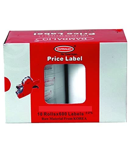 Bambalio 6600 2 Line White Colour Plain Label Rolls 10 Rolls x 600 Labels (Box Pack) Compatible with 6600 Labeling Machine Models of All Brands