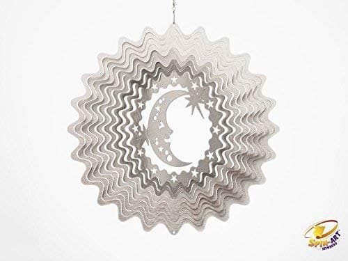 Spin Art Original Moon and Star Silver Wind Spinner (6-Inch)