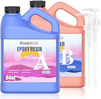 ProKKUV Epoxy Resin Kit, 1Gallon Kit Crystal Clear Resin Epoxy, Bubble Free, No Yellowing, UV Resistant, Food Safe with, Easy Mix 1:1 for DIY Crafts Jewelry Making